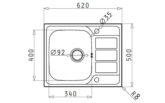 Иноксова мивка PYRAMIS ATHENA (62X50) 1B 1D