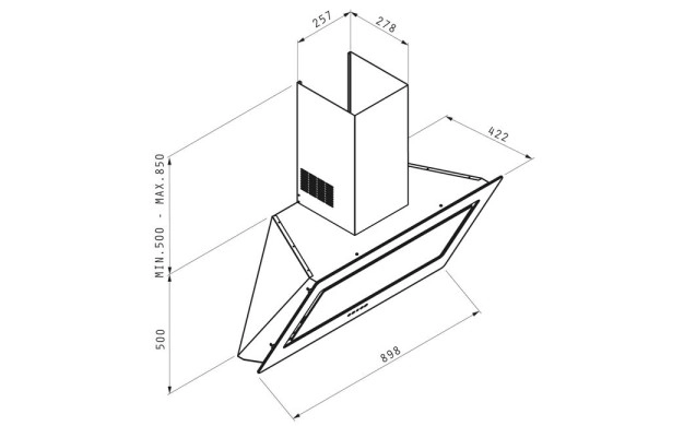 Аспиратор за стенен монтаж PYRAMIS RAGGIO , 90см