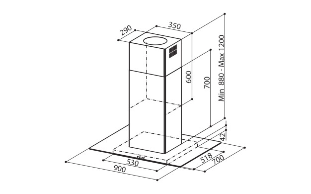 Островен аспиратор Faber GLASSY ISOLA/SP EV8 X/V NS A90