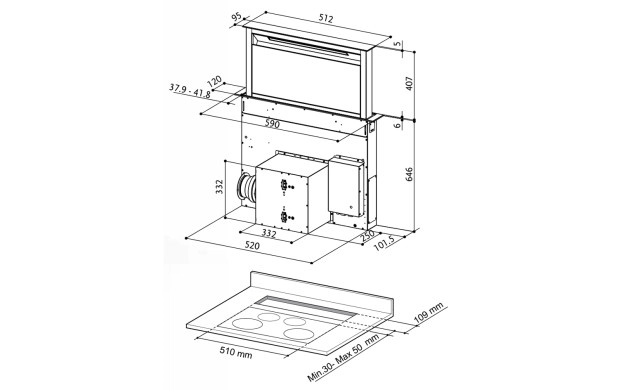 Аспиратор за долно вграждане Faber FABULA PLUS EVO+ BK A60