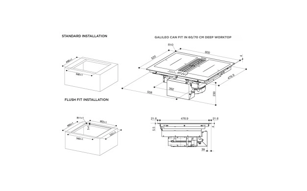 Аспиратор за вграждане в плот Faber GALILEO SMART BK GLASS A60