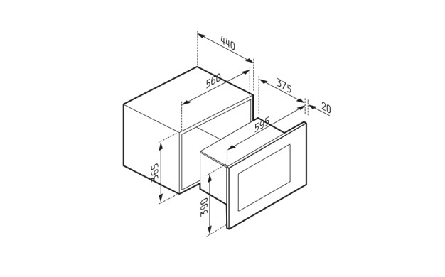 Черна микровълнова за вграждане Pyramis 034011401