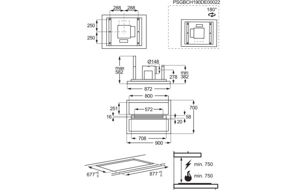 Таванен аспиратор AEG DCE5960HM