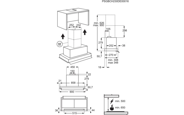 Аспиратор за вграждане AEG GDE689HB