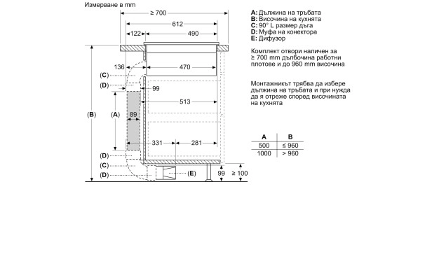 Аспиратор вграден в плот Bosch PVQ731H26E