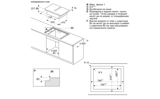 Аспиратор вграден в плот Bosch PXX801D67E