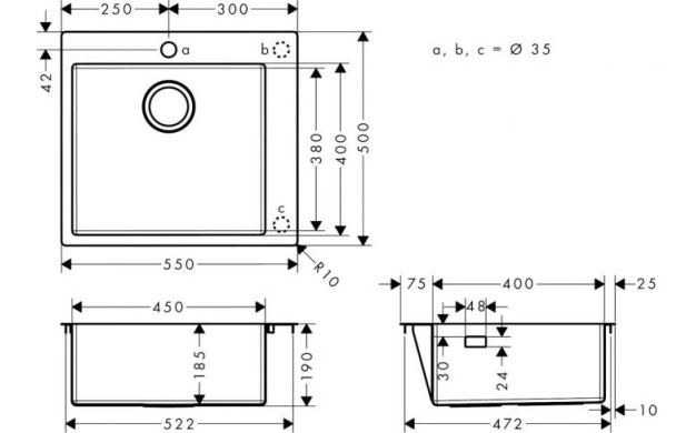 Кухненска мивка hansgrohe S711-F450