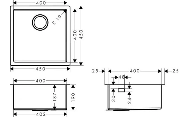 Мивка под плот Hansgrohe S719-U400