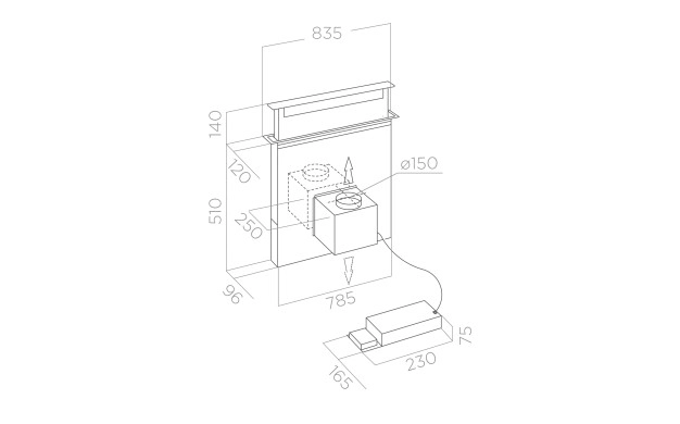 Аспиратор за вграждане в плот Elica Pandora BL 90
