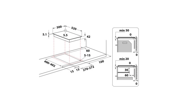 Whirlpool WRD 6030 B – Domino 30 см стъклокерамичен плот